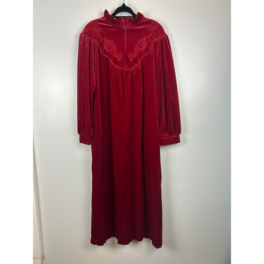 Jasmine Rose Red‎ Velvet Velour Housecoat Nightgown Small Robe Pockets Holiday